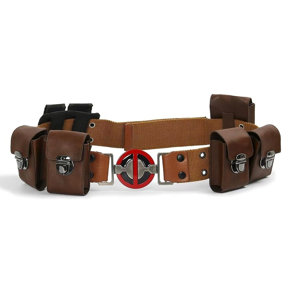 4947 Adult Wade Costume Belt with Pouches Bag Brown Leather Adjustable